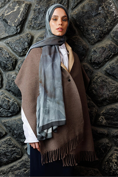 Mooncorn Σάλι από ραμί με σχέδιο ανθρακί Moreal