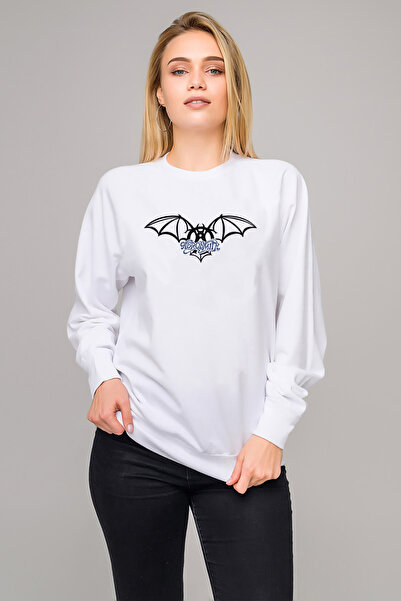 QIVI Aerosmith Hard Rock Rock and Roll Printed White Women's Knitted Sweatshi...