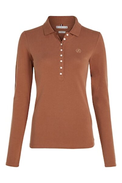 Tommy Hilfiger Slim Fit polo shirt with striped pattern, Caramel, M