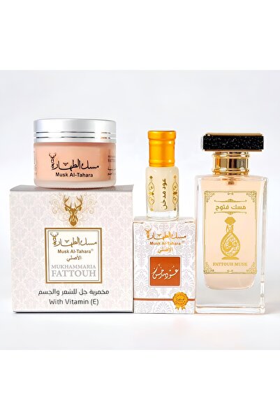 MUSK AL TAHARA 3'lü ürün set (füme Misk +füme misk parfümü + füme misk saç ve...
