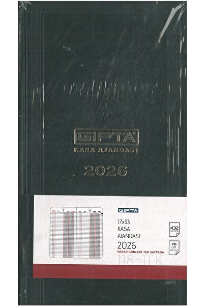 Gıpta 2026 Ticari Ajanda Dikişli Sert Kapaklı 17x33 Hafta Sonları Ayrıdır Siyah