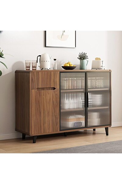 KEKE خزانة مطبخ خشبية حديثة للتخزين مع أرفف لغرفة المعيشة والمطبخ