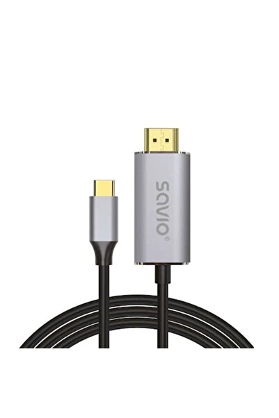 Savio CL-171 USB-C to HDMI Adapter Cable, 2 m, Black/Silver