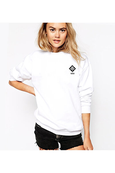 QIVI Manowar Lord of Steel Manowar Printed White Women's Knitted Sweatshirt Long Sleeve