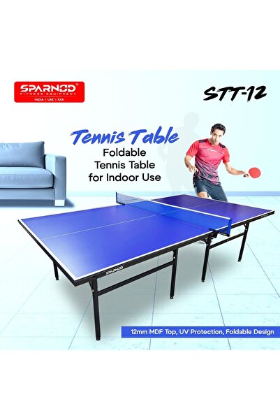 Sparnod Fitness Stt-12 Indoor Table Tennis | 12mm Mdftop with Uv Protection | Rustproof Steel Frame Foldable