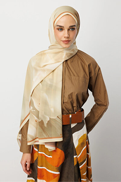 Mooncorn Khaki Pure Pattern Hebei Silk Shawl