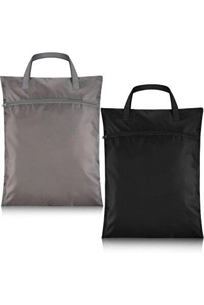 Oudain 2 Pcs Travel Laundry Bags Waterproof with Handle - Black/Grey