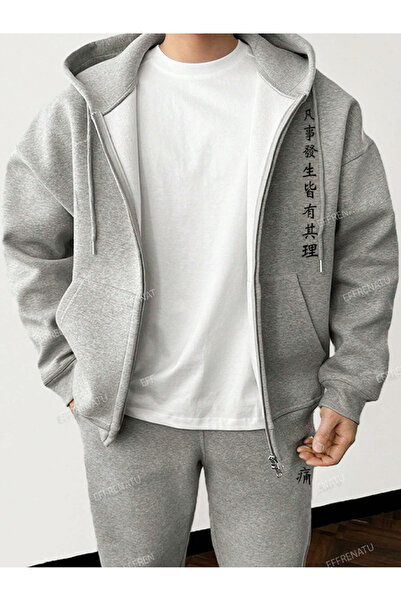 EFFRENATU Hila Moda Zipper Prints Oversized Bottom Top Tracksuit Set Rubber Leg