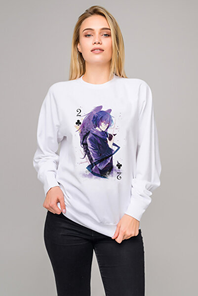 QIVI Anime Tokyo Ghoul Anteiku Printed White Women's Knitted Sweatshirt Long Sleeve