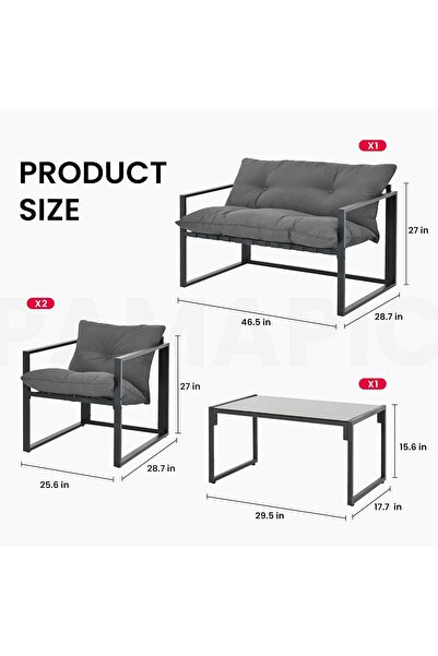 l'elefante 4-piece outdoor seating set for 4 people – iron frame