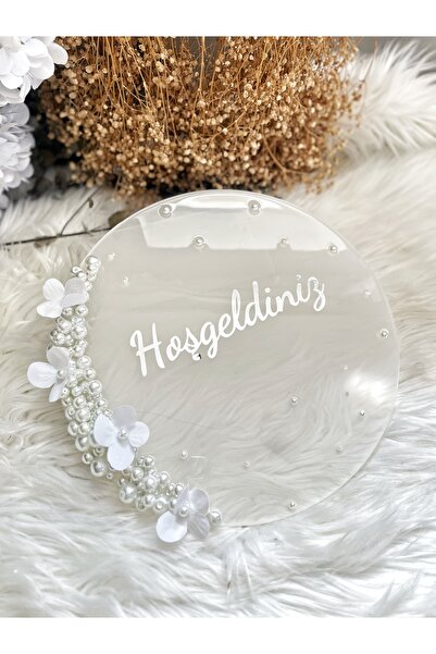 RESİNARTSHOP Epoksi Hoşgeldiniz Kapı Süsü gümüş 30 cm