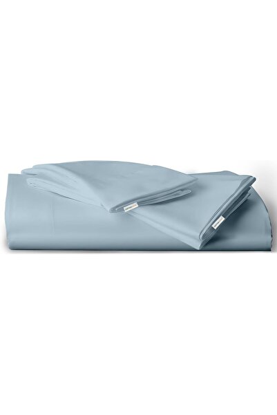 COTTON HOME Ultra-Soft 3-Piece Flat Sheet Set, Metallic Blue, Queen 200x220 c...