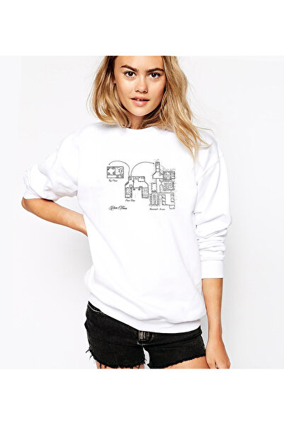 QIVI Prison Break a Plan Black Printed White Women's Knitted Sweatshirt Long ...