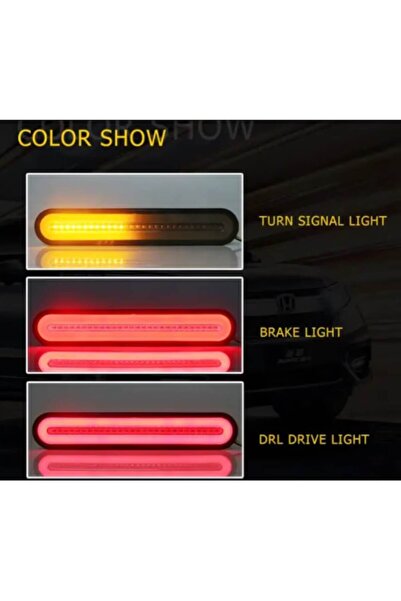 BZRSH Set of 2 LED Lights 3 Functions - Brake, Position, Dynamic Indicator, 12-24V, 23 cm,