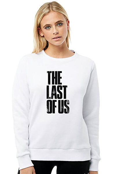 QIVI The Last of Us Eskitme Yazlı Printed White Women's Knitted Sweatshirt Lo...