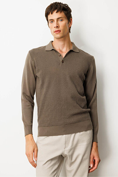 Desen Men's Polo Neck Front Diamond Pattern Knit Sweater 25KDSN25608