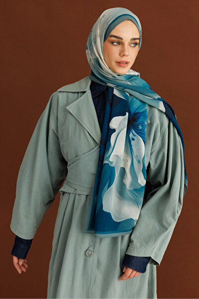 Mooncorn Navy Blue Pure Pattern Hebei Silk Shawl