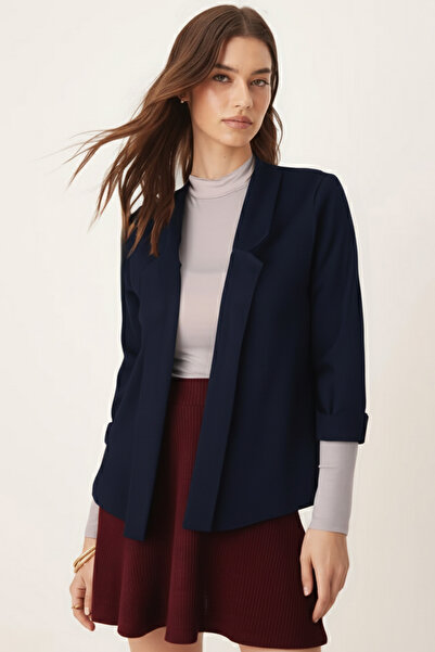 armonika Women's Navy Blue Double Sleeve Jacket Arm-26K001054