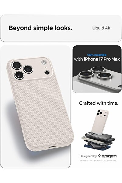 Spigen Liquid Air compatible with iPhone 17 Pro Max case cover (2025) - Natural Titanium