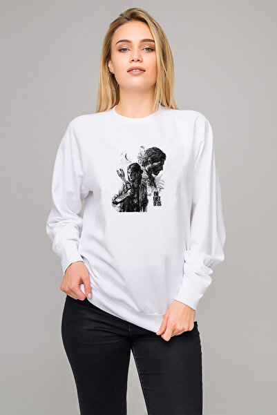 QIVI تانيا أنور الجزء الثاني سترة نسائية بيضاء محبوكة بأكمام طويلة من مطبوع