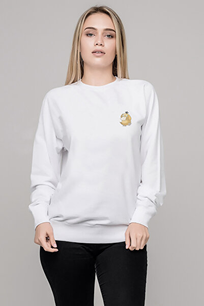 QIVI سويت شيرت بوكيمون أفينجرمون سايداك كوداك مطبوع للسيدات باللون الأبيض محب...