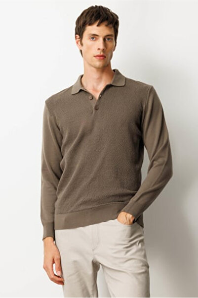 Desen Men's Polo Neck Front Diamond Pattern Knit Sweater 25KDSN25608