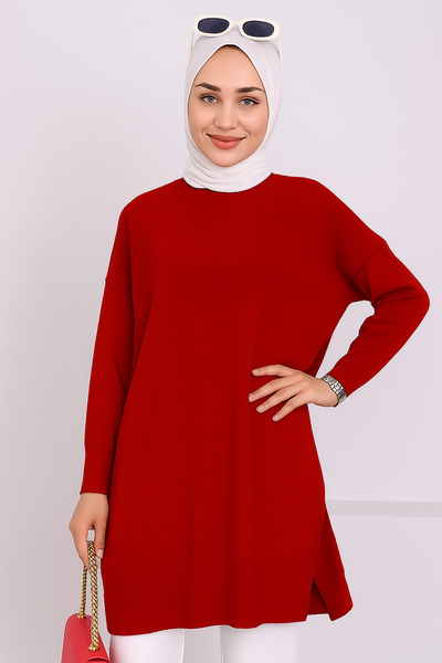 Get Crazy Crew Neck Casual Knitwear Tunic