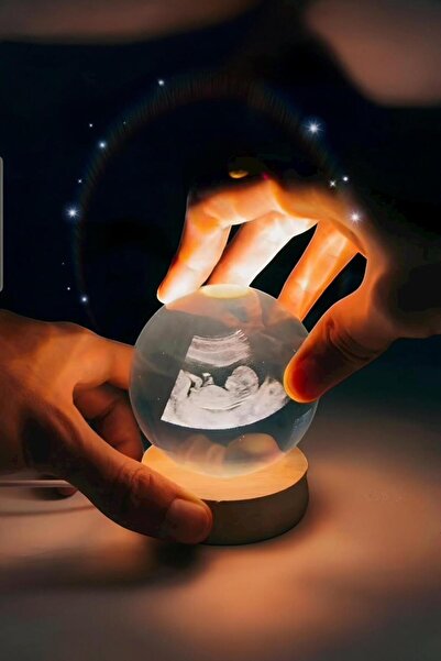 GÜZELYÜZ AVM Ultrason Bebek Görüntüsü Kristal Cam Küre Usb Bağlantılı Gün Işığı Yenidoğan Küre Işıklı Küre 3D