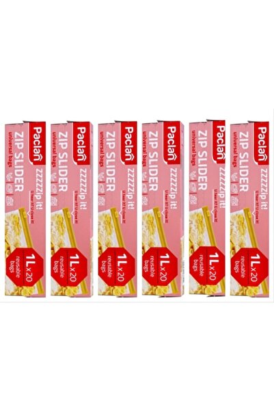 Paclan Set 6 x Zip Universal Slider Food Storage Bags 1L (20 pcs)
