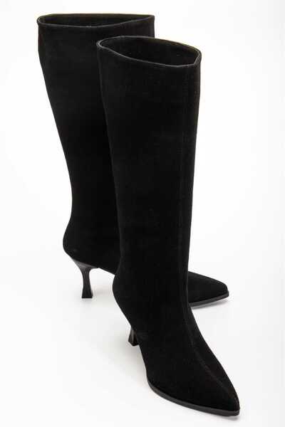 CHICELLA حذاء نسائي بكعب عالٍ من الجلد الأسود من Viola بمقدمة مدببة