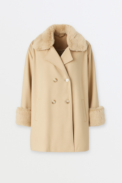 Fi'l Arz Fashion Women's Button Closure Fur Detail Jacket