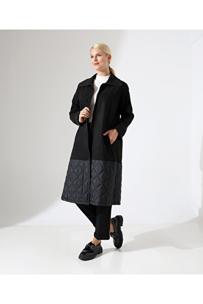 Fi'l Arz Fashion Women's Zipper Closure Quilted Long Coat