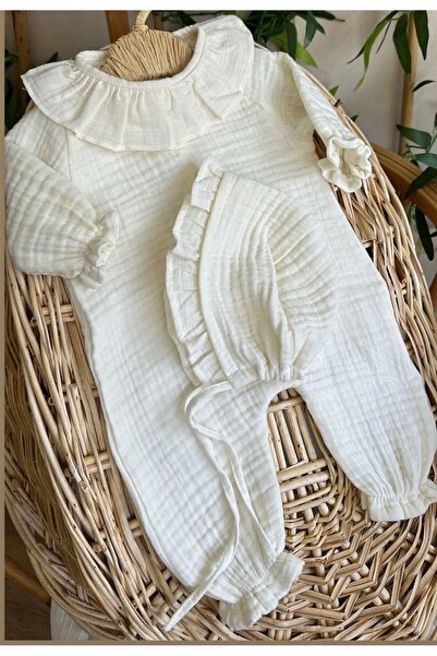 MİNİK ADIMLAR 4 طبقات من الموسلين ياقة دائرية رومبير مكشكش