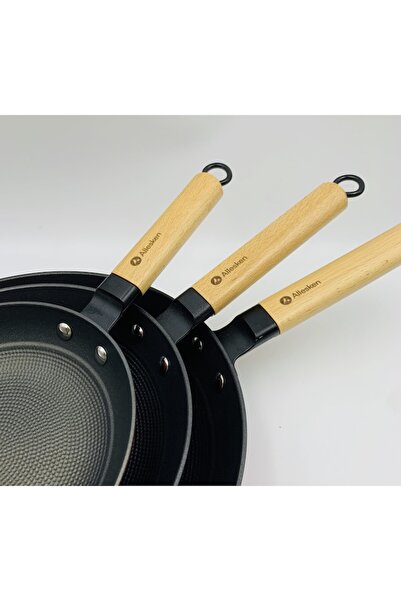 Allesken Cast Iron Frying Pan, 4-Layer, Ergonomic Wooden Handle, 20 x 38.5 x 4.5 cm, Multicolor