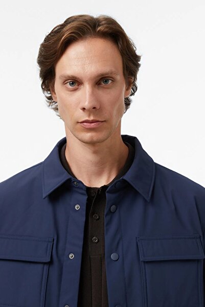 Nautica Men's Navy Blue Regular Fit Waterproof Jacket