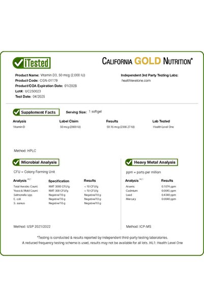 California Gold Nutrition Vitamin D3, 50 mcg (2,000 IU), 90 Fish Gelatin Softgels