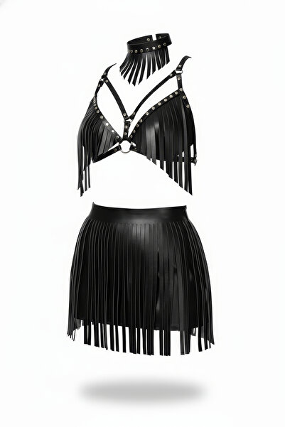 Angels Passion Khaki Leather Skirt Laser Cut Leather Skirt