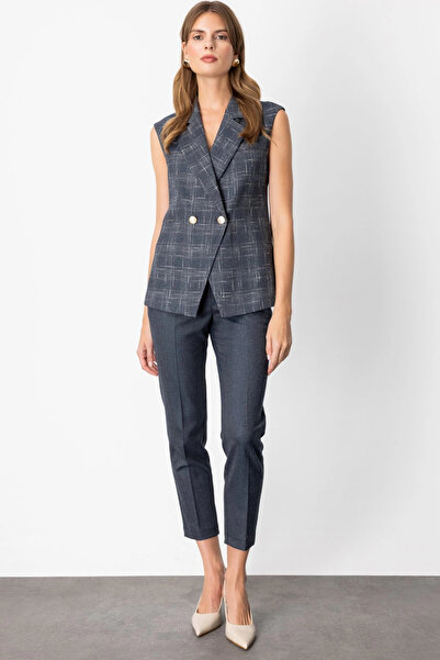 Ekol Double-Breasted Collar Plaid Vest
