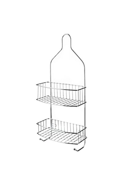 Bathlab Bathroom Shelf with 2 Tiers, Metal, Silver, 15x11.5x56 cm, set with 2...