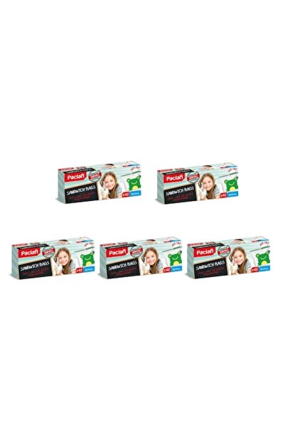 Paclan Set de 5 x 42 pungi cu fermoar pentru sandvișuri, 1L (16x17 cm)