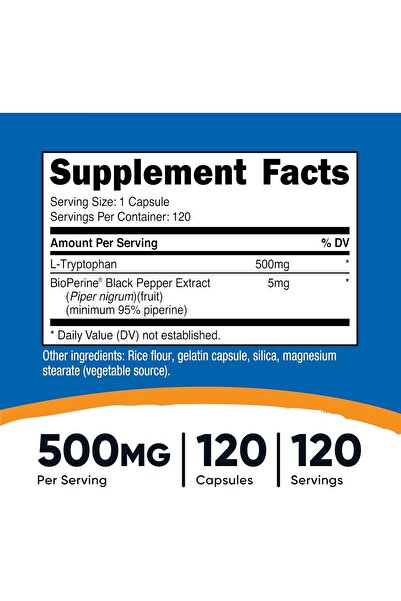 Nutricost L-Tryptophan 500Mg, 120 Capsules