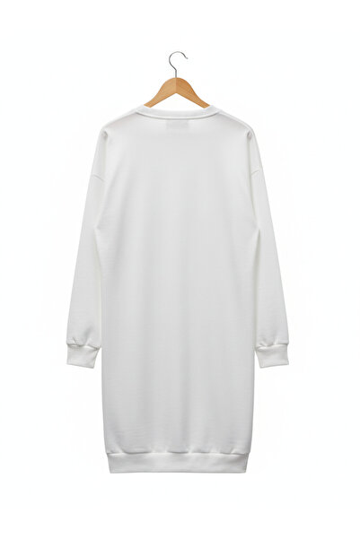 NiLi White Crew Neck 2 Thread Casual Comfortable Dress