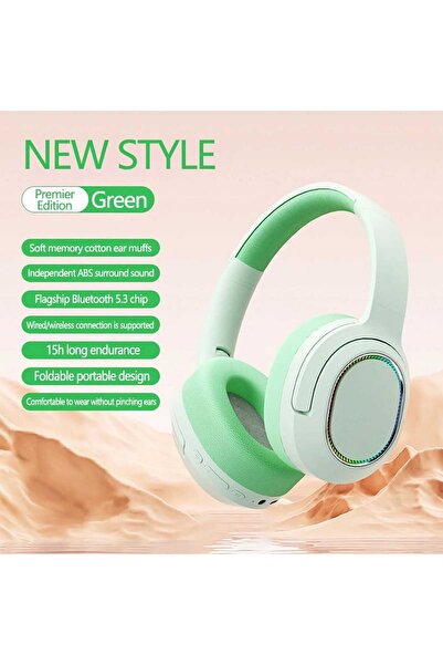 VALA ® Fashion Boutique P2963 Over-Ear Headphones, Wireless Bluetooth 5.3, Noise Reduction, Green