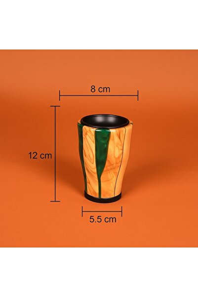 DIVA LADY Small incense burner made of green resin and fine wood with a black metal lid and base – 12 cm size ✨