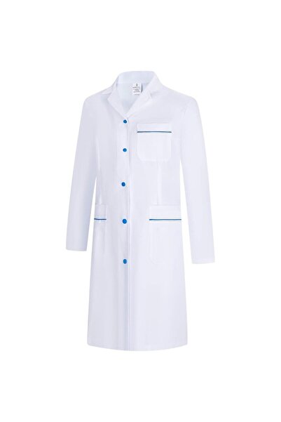 Tucano BATA LABORATORIOS Medical Lab Coat for Women, Long Sleeve, White/Blue, Size M
