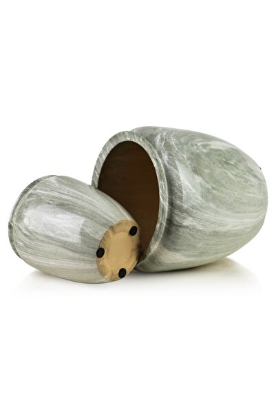 MONDEX NEVA MARBLE Ceramic Pots Set of 2, 30.5x30.5x30.5 cm & 20.5x20.5x23 cm, grey