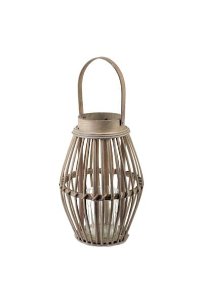 MONDEX Felinar Lucie Grey 19x28cm, design din ratan gri și lemn