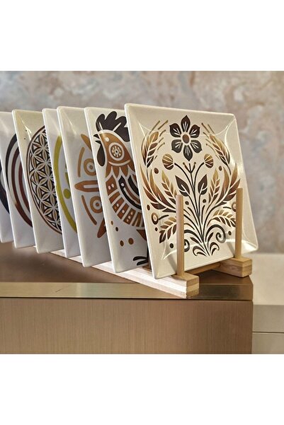 Origin Natural Small square dessert plate, white porcelain, oven-fired wheat ear motif, 18 x 18 cm