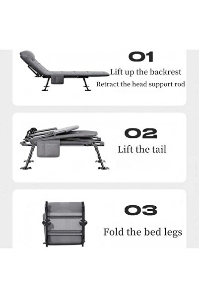 BED Folding Camping Chair for Adults — Portable Sofa with Mattress, 5-Position Adjustable Back