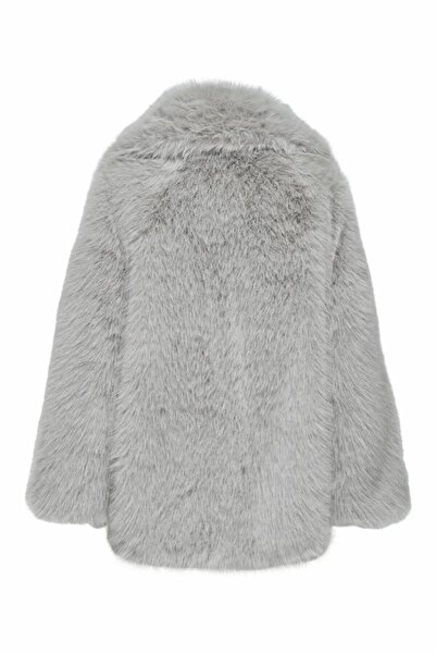 ONLY Γυναικείο γκρι παλτό Onlashia Life Faux Deco Fur Coat Otw Jacket 15356621-Drizzle
